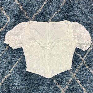 Nordstrom Mistress Rocks white floral cotton broderie top size Medium